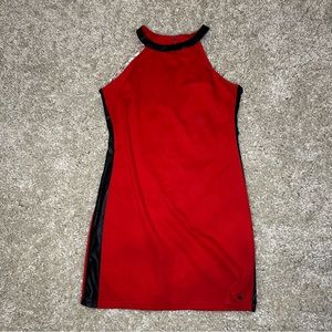 GUESS Red & Black Dress with Faux Leather Sides Size XL